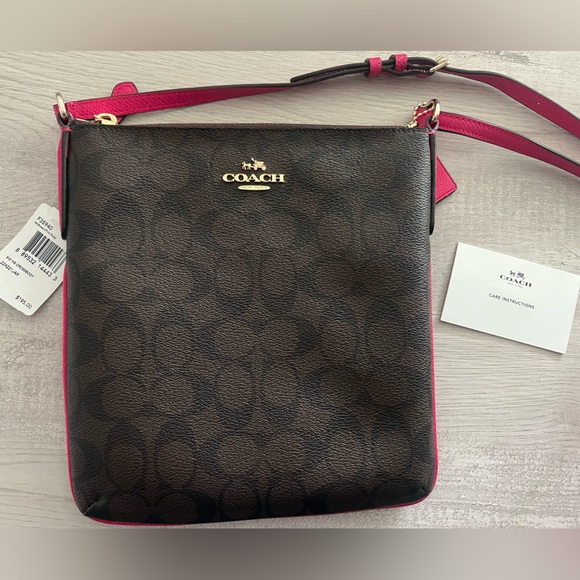 New with tags Coach Signature Crossbody Bag Brown with Pink RubyF35940 IMEWC - Picture 2 of 6